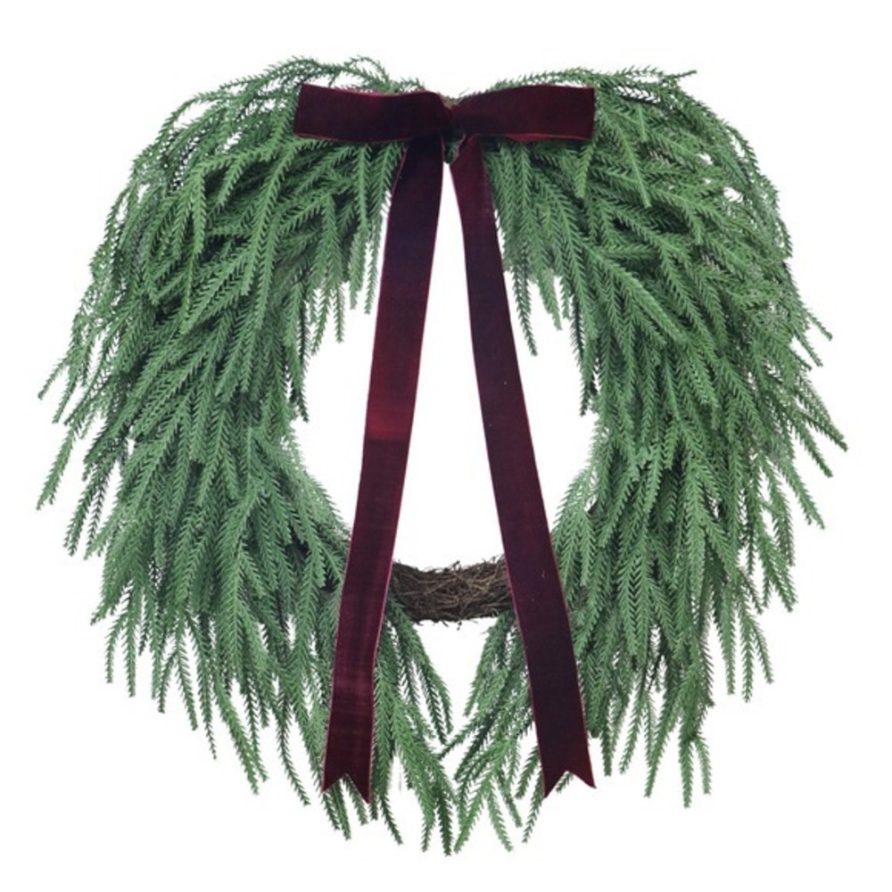 My Texas House 22" Evergreen Natural Feel Norfolk Christmas Wreath, Walmart 2025